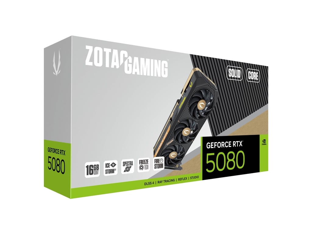 ZOTAC GAMING GeForce RTX 5080 SOLID CORE 16GB GDDR7 Graphic Card | ZT - B50800D2 - 10P - 8886307700551 - Vektra Computers LLC ZOTAC GAMING GeForce RTX 5080 SOLID CORE 16GB GDDR7 Graphic Card | ZT - B50800D2 - 10P - 8886307700551 - Vektra Computers LLC